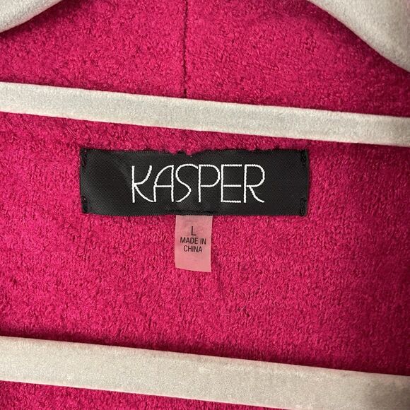 Koret Sweater Womens Large Wool Blend Cardigan Open Front Raspberry Pink - Picture 2 of 9